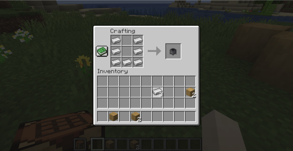 Steps to make a Cauldron in Minecraft