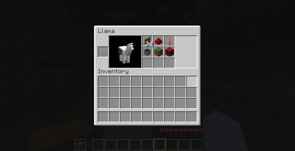 fill llama inventory with items