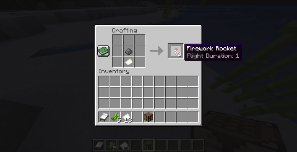 fireworks through crafting table