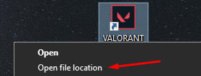 Open File Location Valorant