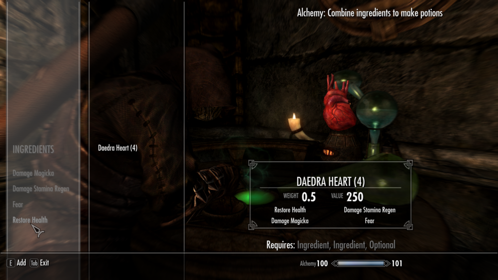 Daedra Heart's uses in Alchemy